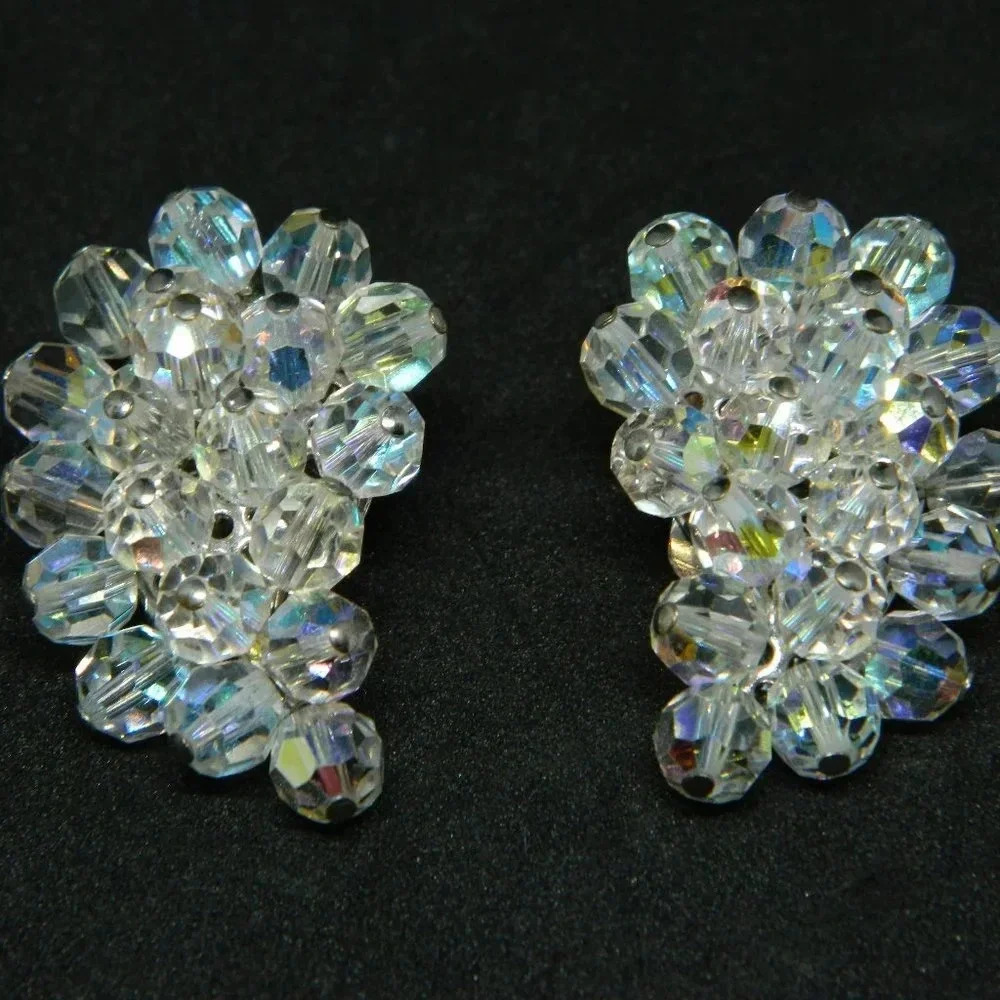 Clear Crystal AB Rhinestone Beaded Crescent